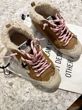 Golden Goose Tan & Cream High-Top Sneakers  please read sizing 7-7.5 EU 37
